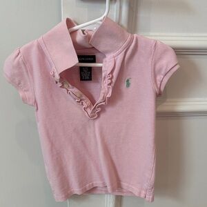 Ralph Lauren Pink Kids Polo with Green Emblem